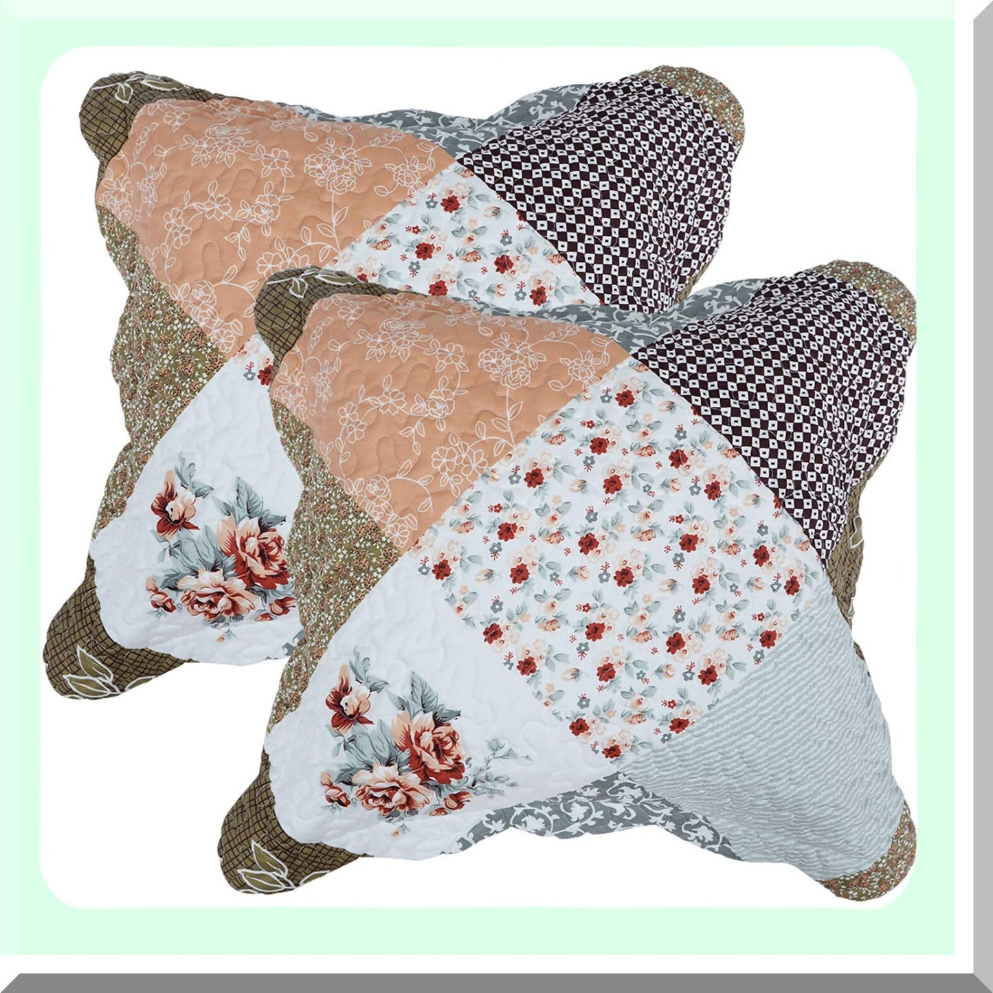 Floral Patchwork Microfiber Pillowcase - Decorative Couch Cover 18x18Inch