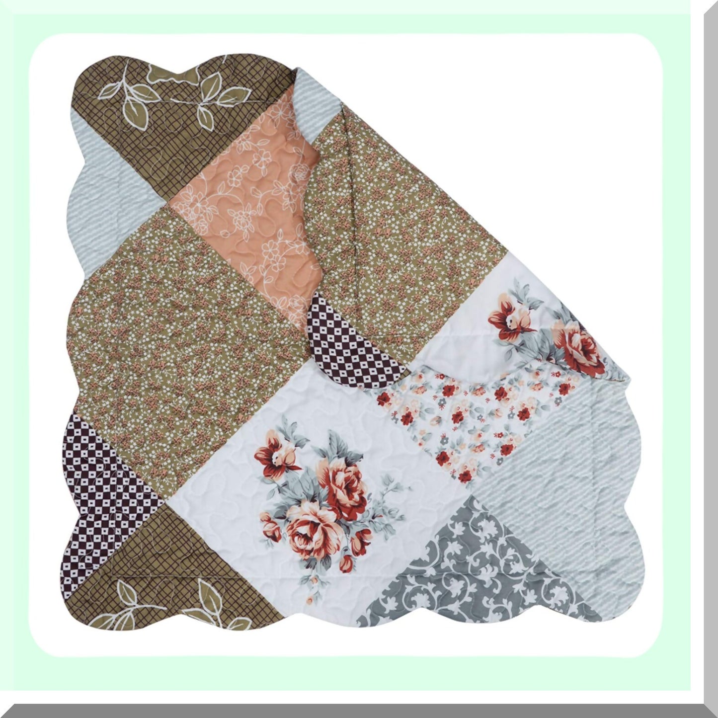 Floral Patchwork Microfiber Pillowcase - Decorative Couch Cover 18x18Inch