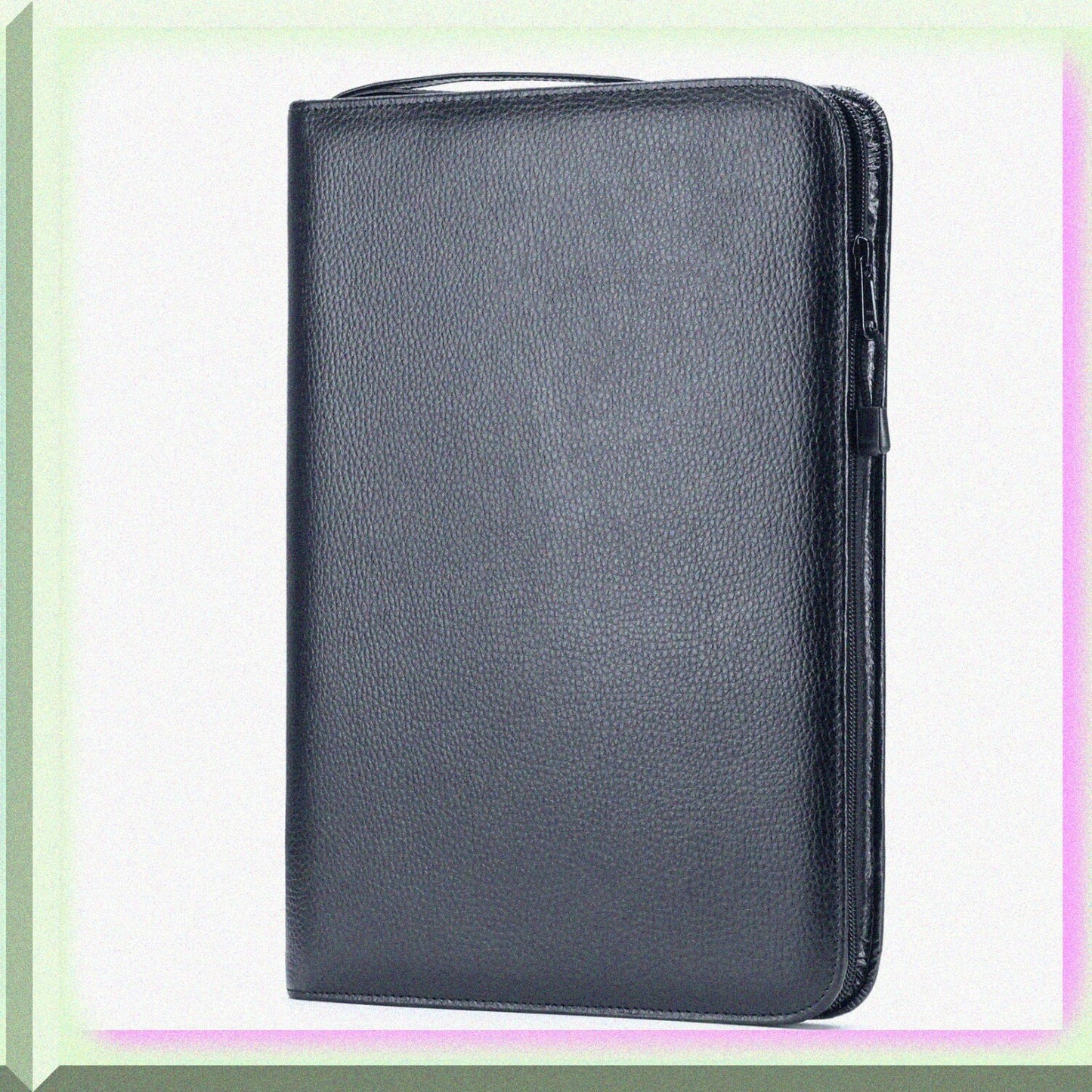 Black Cowhide Leather Fountain Pen Case 46 Slots