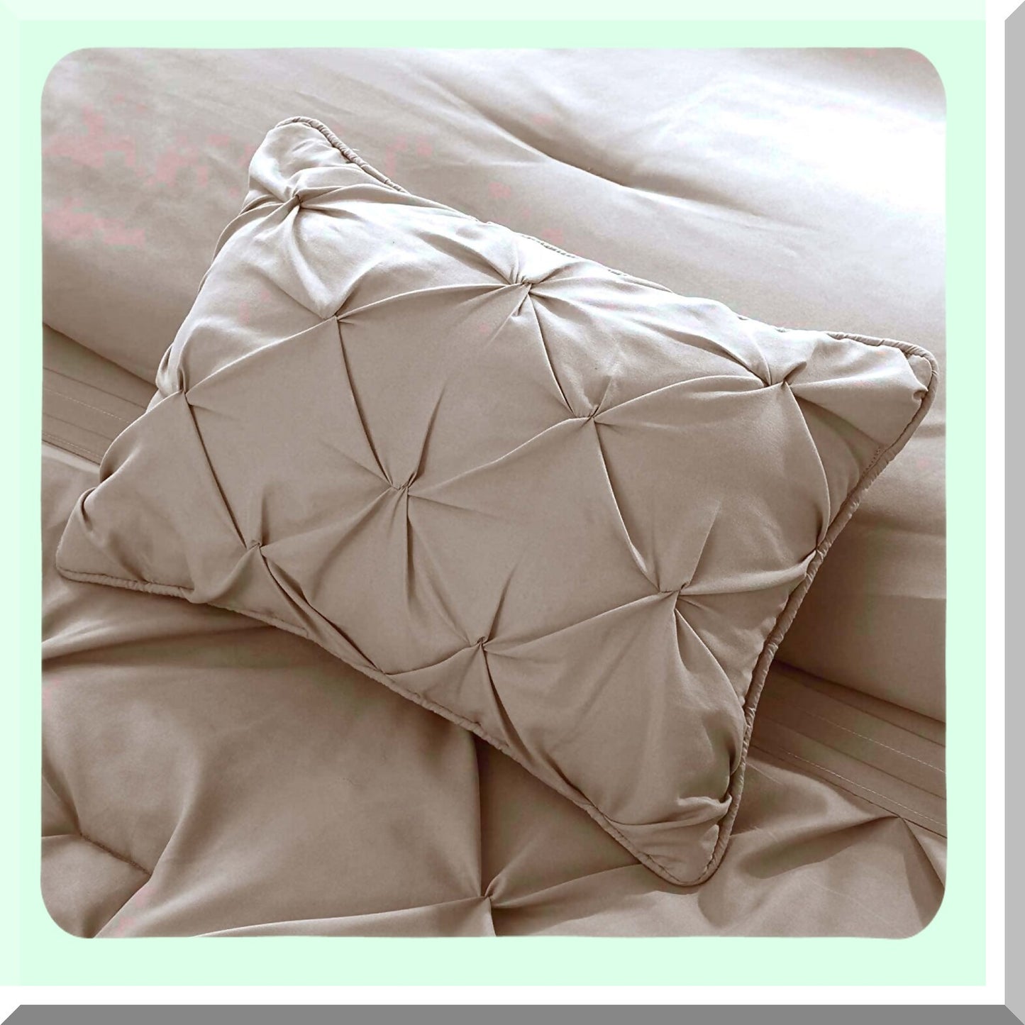 DiamondLux All Season Comforter Set - Silk Taupe 5 Piece Bedding Ensemble with Matching Bed Skirt & Decorative Pillows. Luxurious Diamond Tufting for Ultimate Comfort.