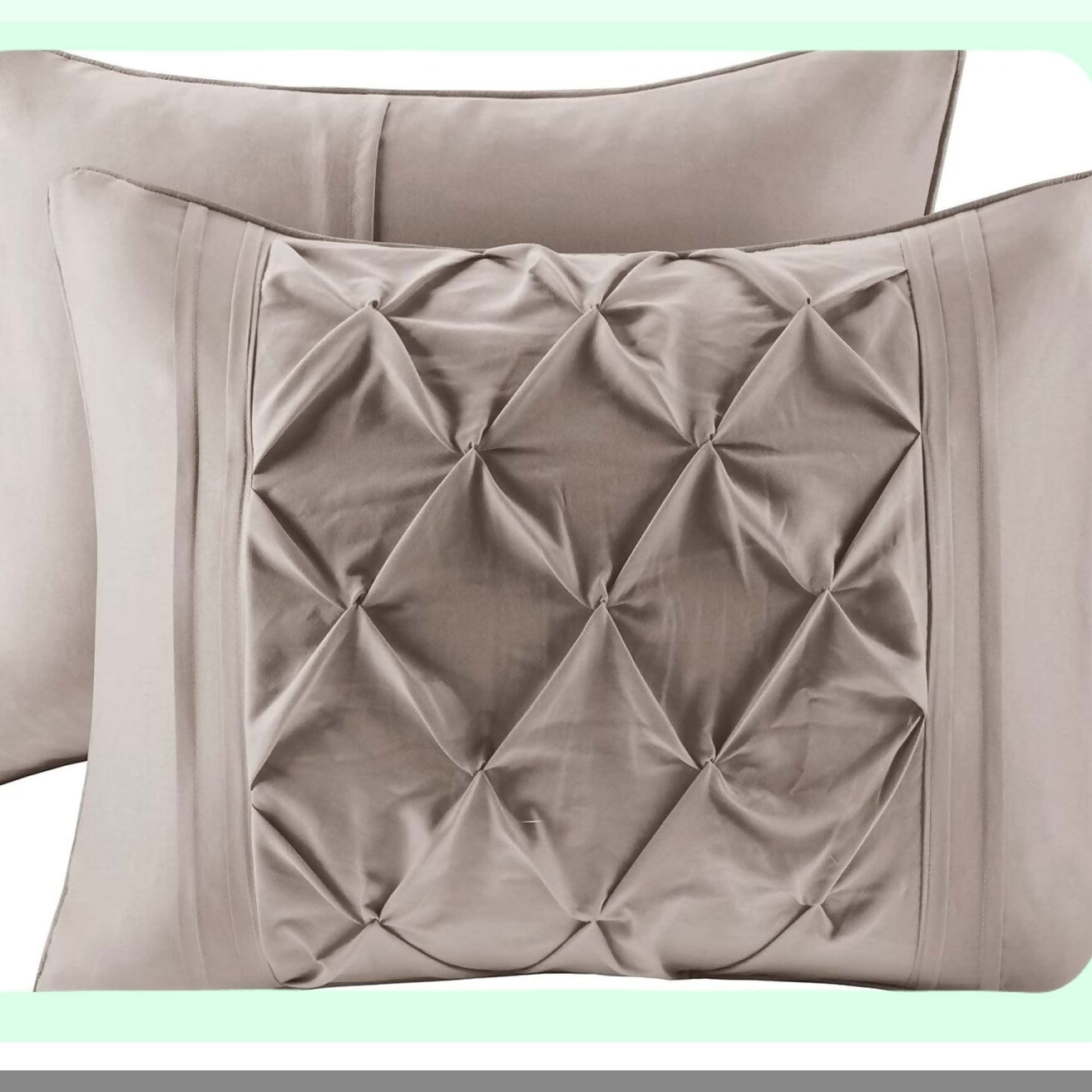 DiamondLux All Season Comforter Set - Silk Taupe 5 Piece Bedding Ensemble with Matching Bed Skirt & Decorative Pillows. Luxurious Diamond Tufting for Ultimate Comfort.