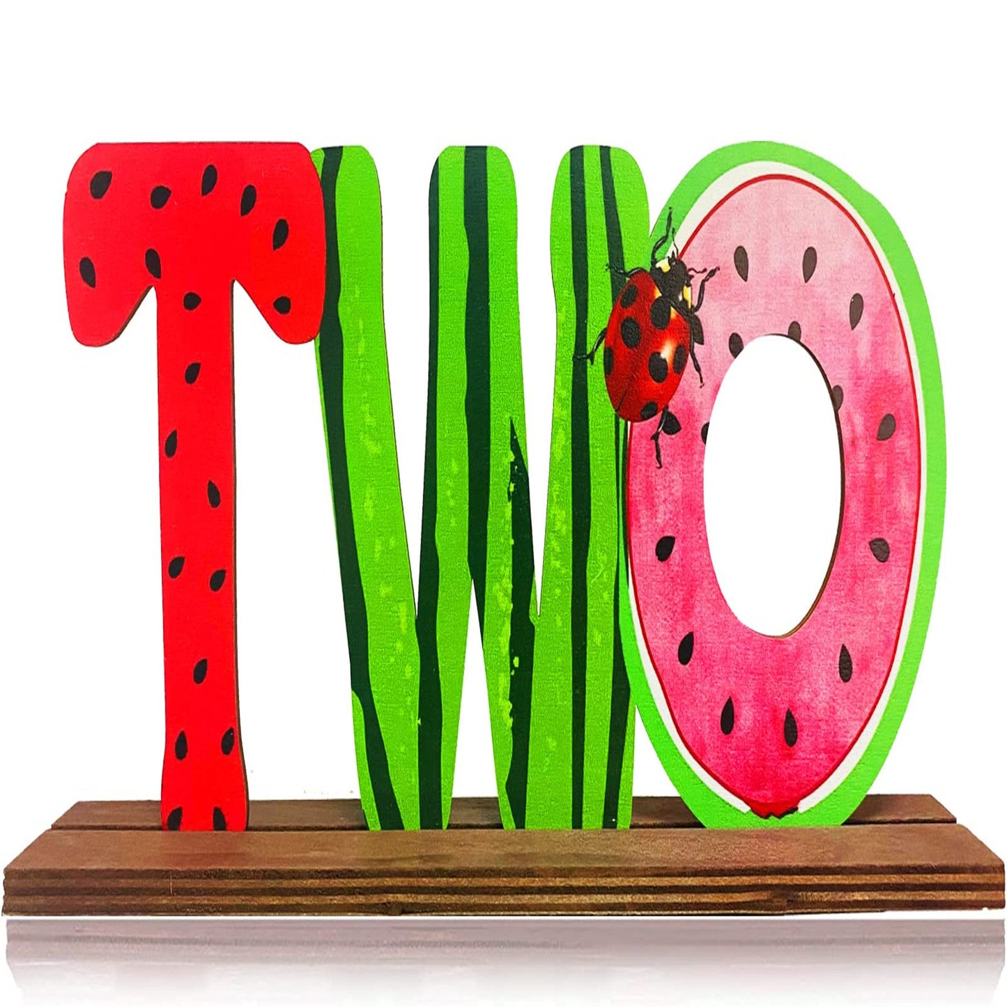 Watermelon Two Letter Sign for 2nd Birthday Table Decor