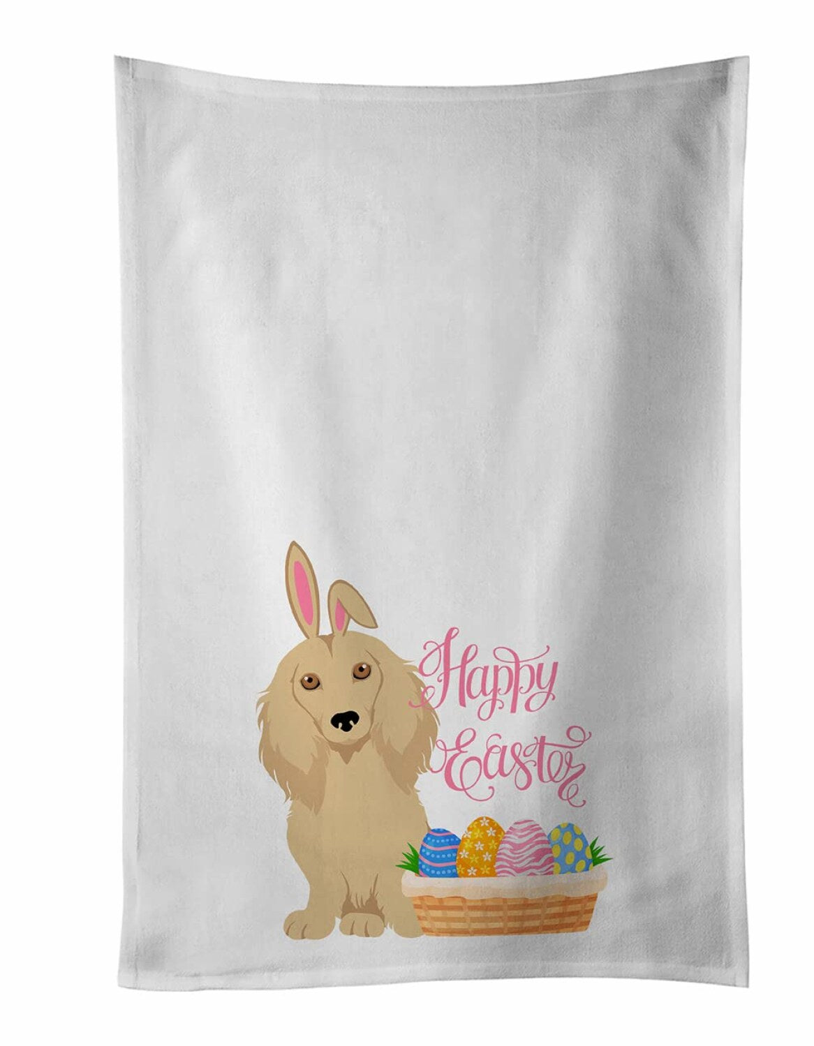 Longhair Dachshund White Kitchen Towel Set of 2
