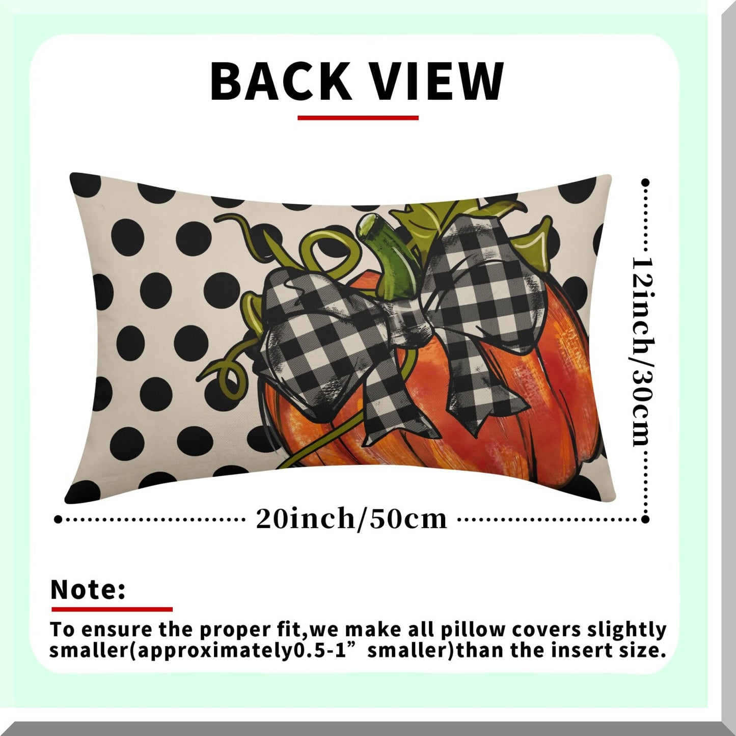 Autumn Harvest Lumbar Pillow Covers - Set of 2 Thanksgiving Orange Pumpkin Throw Pillows - Outdoor Black White Polka Dot Decorative Linen Cushion Covers for Couch Sofa - Rustic Fall Decor