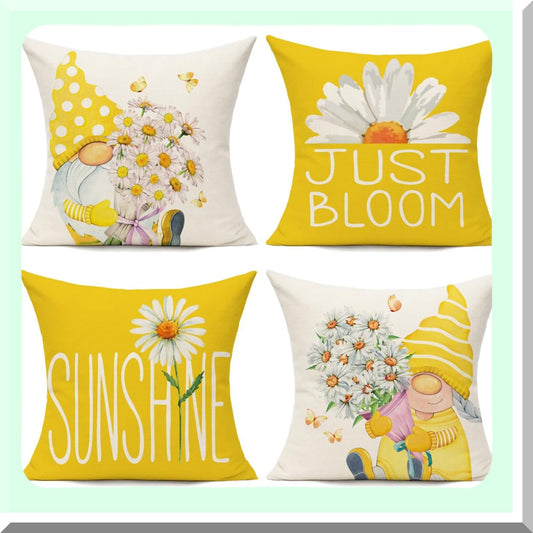 Sunshine Gnome Pillow Covers Set of 4 18x18 for Patio and Couch