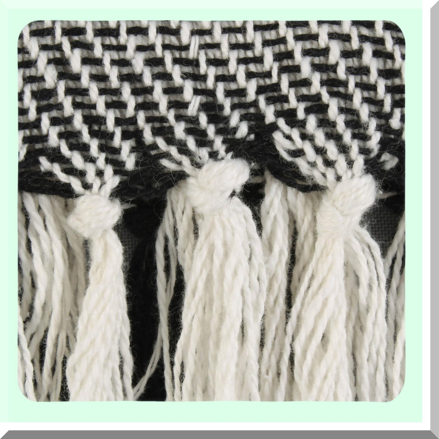 CozyGrid Cotton Woven Throw Blanket, 50x60 with 3" Fringe, Black and White"