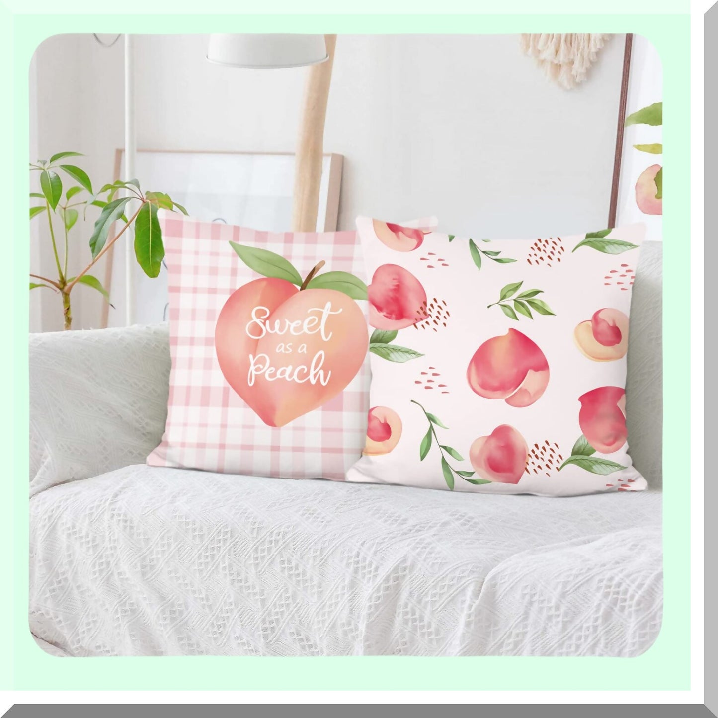 Peachy Summer Velvet Pillow Covers - Set of 2 | 18x18 Decorative Cushion Cases for Outdoor Sofa & Home Decor | Soft Pink Peach Theme