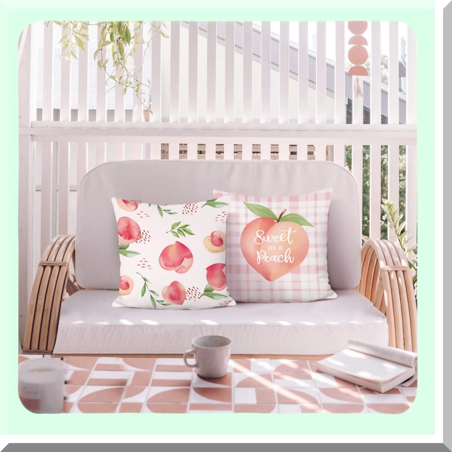 Peachy Summer Velvet Pillow Covers - Set of 2 | 18x18 Decorative Cushion Cases for Outdoor Sofa & Home Decor | Soft Pink Peach Theme