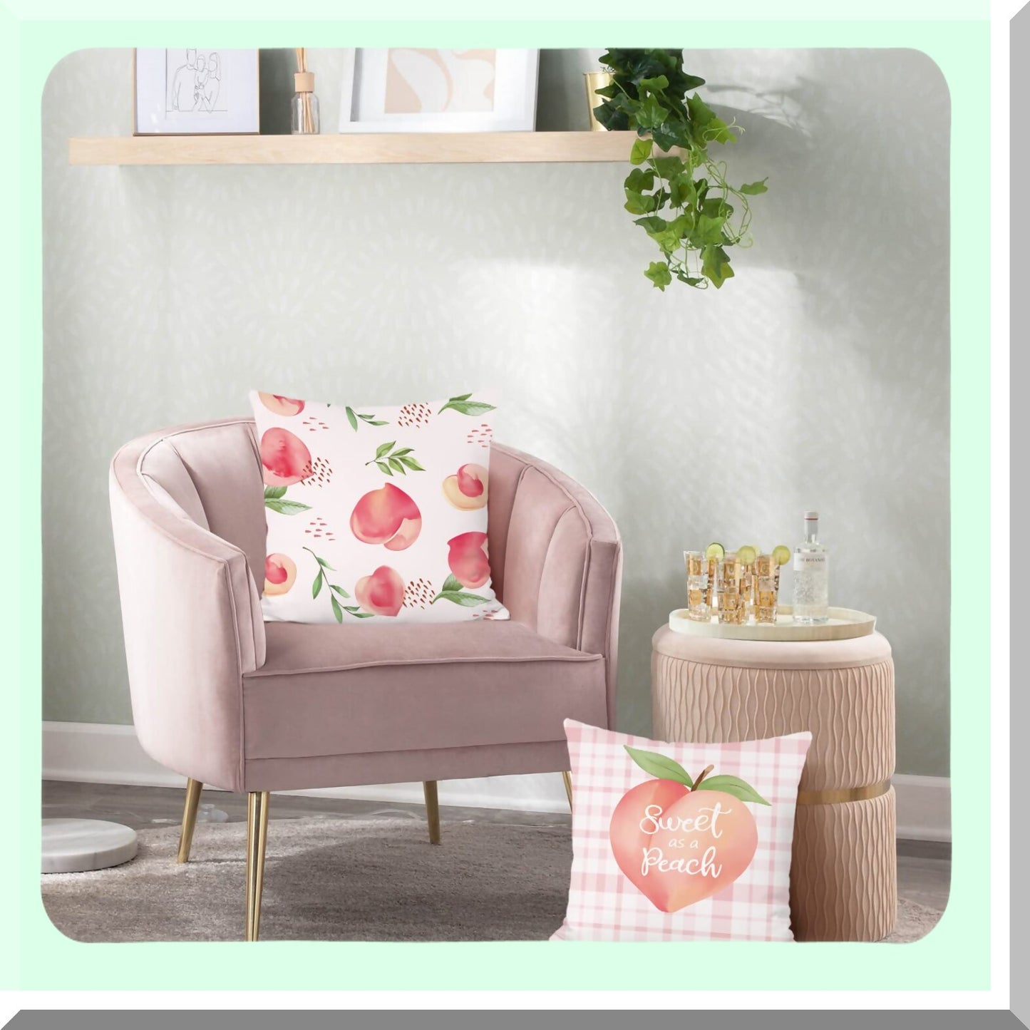 Peachy Summer Velvet Pillow Covers - Set of 2 | 18x18 Decorative Cushion Cases for Outdoor Sofa & Home Decor | Soft Pink Peach Theme