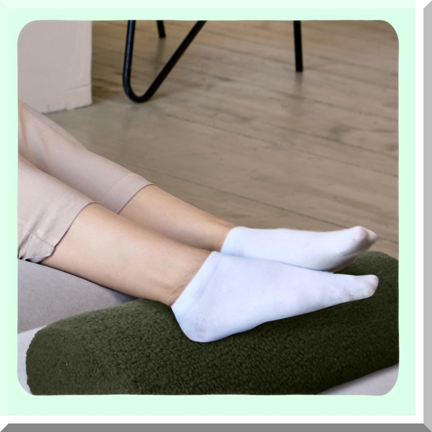 SleepWell Leg Support Pillow - Sherpa Covered Foam Bolster for Sleeping, Half Moon Foot Rest Cushion for Bed Chair Sofa, Back Lumbar Support, Multi Purpose Recliner, 23 x 10 x 4 Army Green