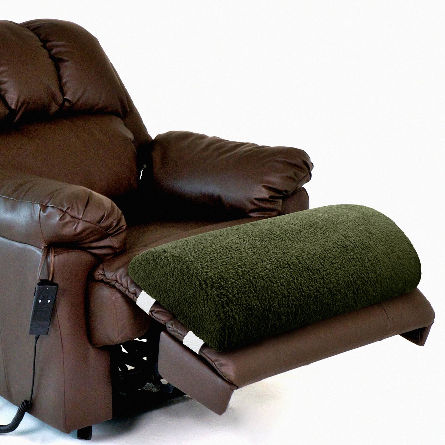 SleepWell Leg Support Pillow - Sherpa Covered Foam Bolster for Sleeping, Half Moon Foot Rest Cushion for Bed Chair Sofa, Back Lumbar Support, Multi Purpose Recliner, 23 x 10 x 4 Army Green