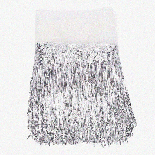 10 Yard Silver Sequin Lace Fringe Trim 7.87inch Wide