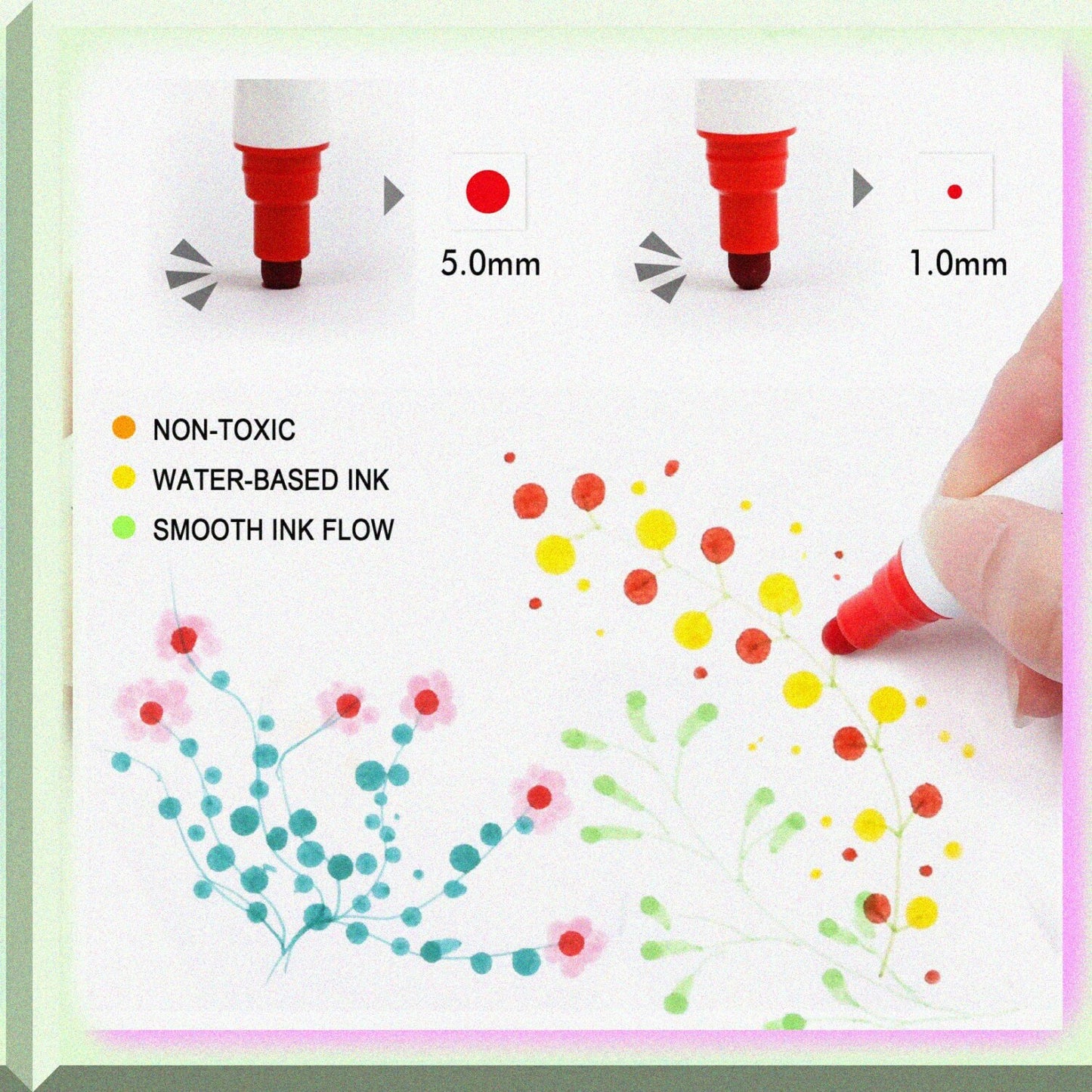18 Colors Dual Tip Dot Marker Pens