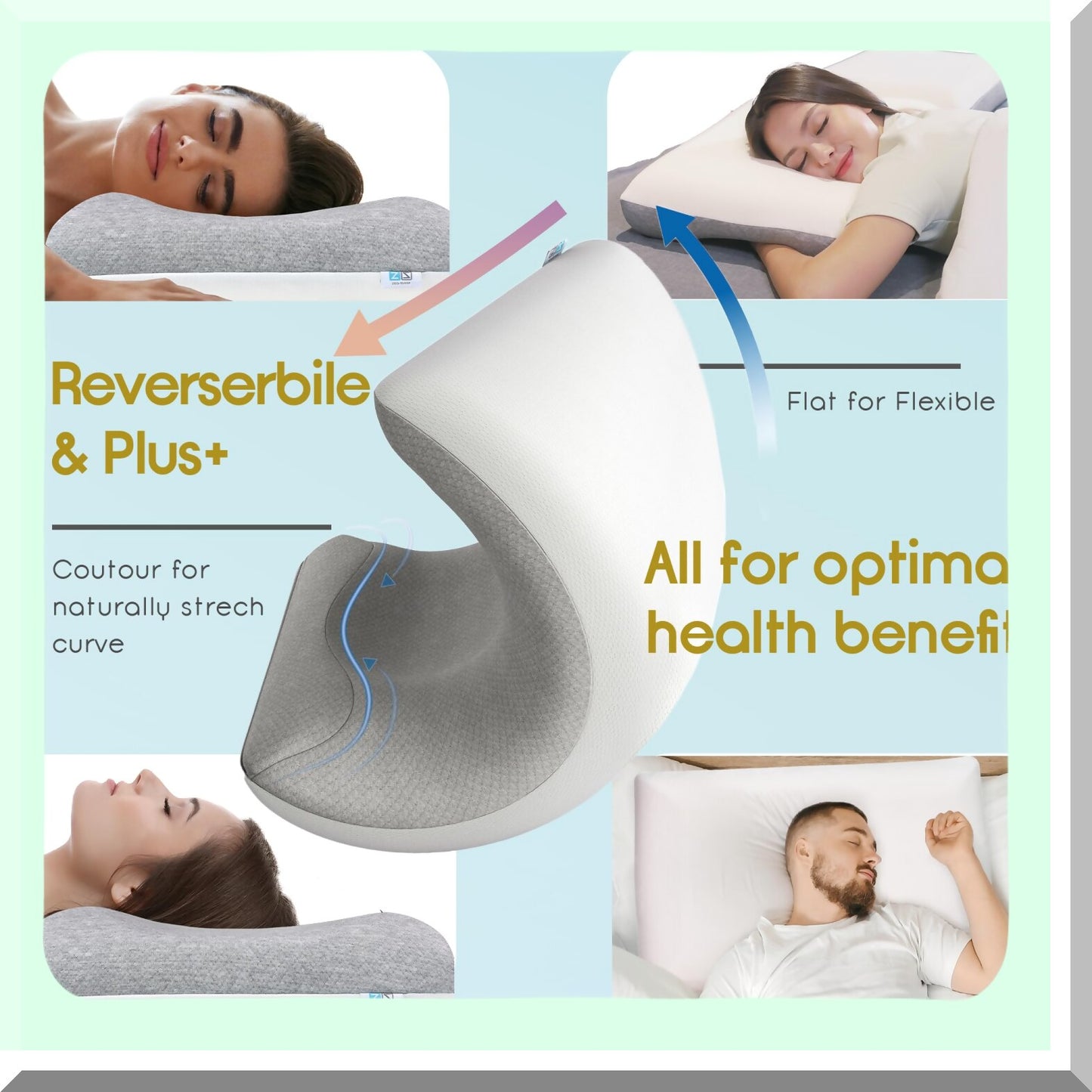 OrthoSleep Memory Foam Contour Pillow - Firm Support for Neck Pain Relief, Ergonomic Design for Side, Back, and Stomach Sleepers, Reversible Bed Pillow