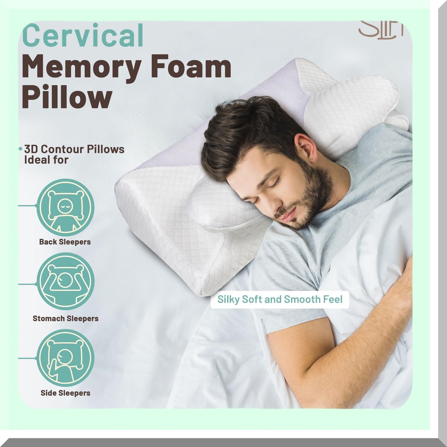 OrthoContour Memory Foam Neck Pillow - Pain Relief for Side Sleepers & Stomach Sleeping - Best Orthopedic Support for Neck & Shoulder