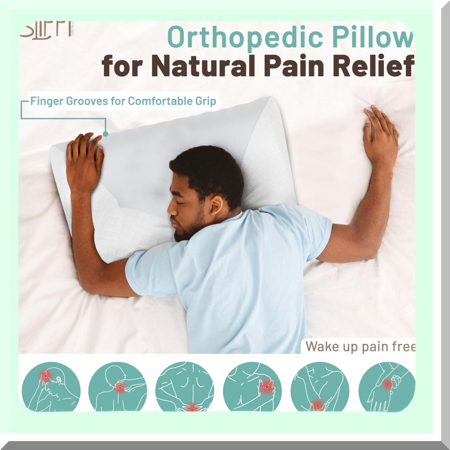 OrthoContour Memory Foam Neck Pillow - Pain Relief for Side Sleepers & Stomach Sleeping - Best Orthopedic Support for Neck & Shoulder