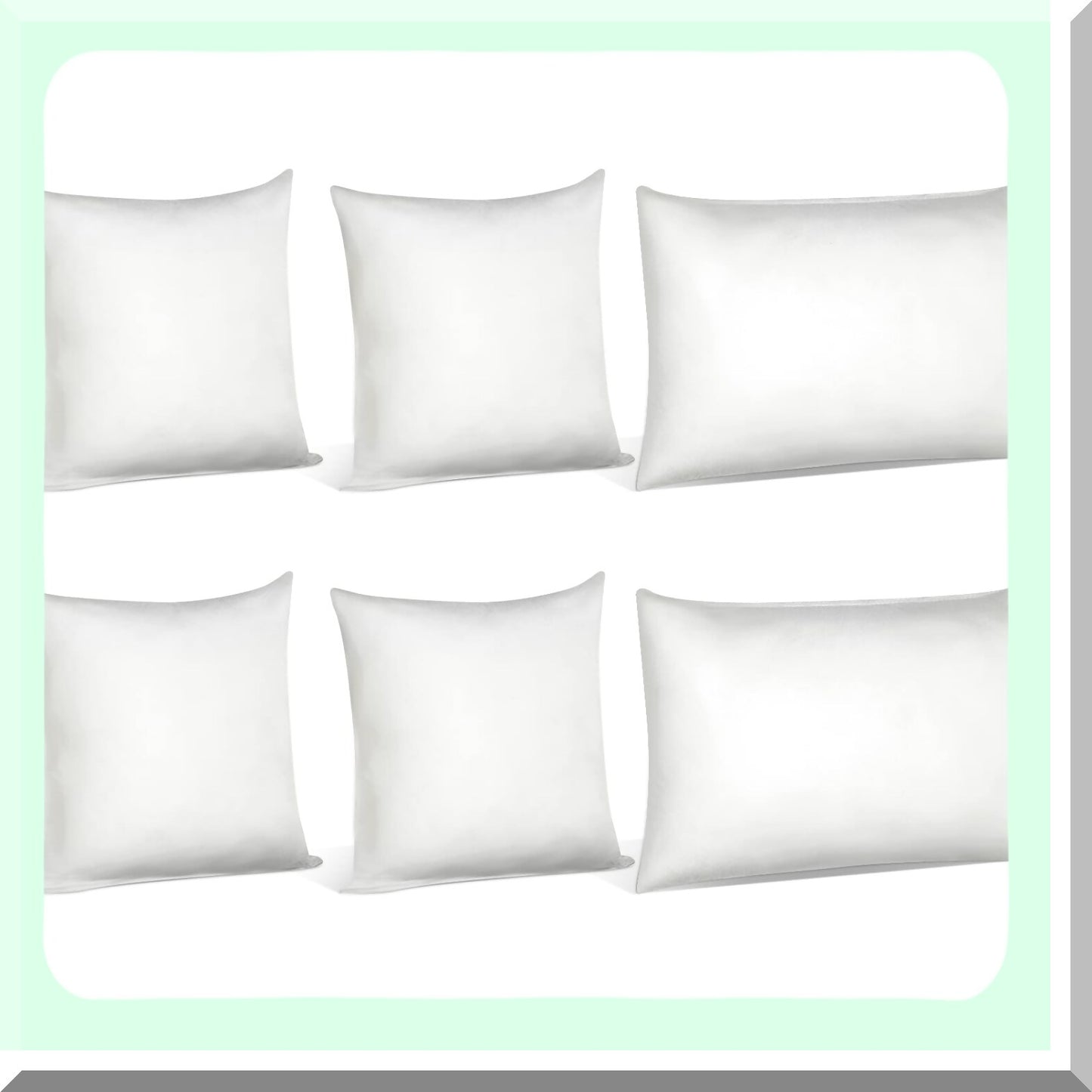 Premium Comfort Pillow Inserts - 6 Pack Set of 18x18 & 12x20 Inch White Square Throw Pillow Forms for Bed, Couch, Sofa - Indoor Decorative Stuffers for Bedroom & Living Room