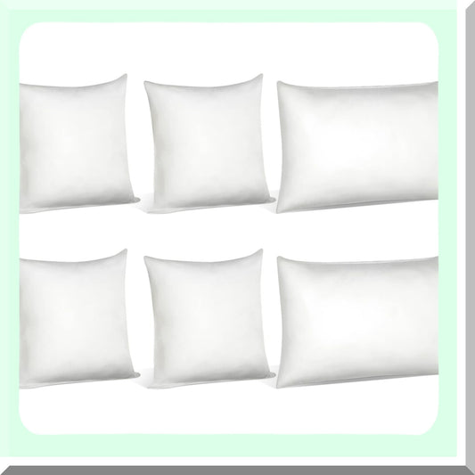 Premium Comfort Pillow Inserts - 6 Pack Set of 18x18 & 12x20 Inch White Square Throw Pillow Forms for Bed, Couch, Sofa - Indoor Decorative Stuffers for Bedroom & Living Room