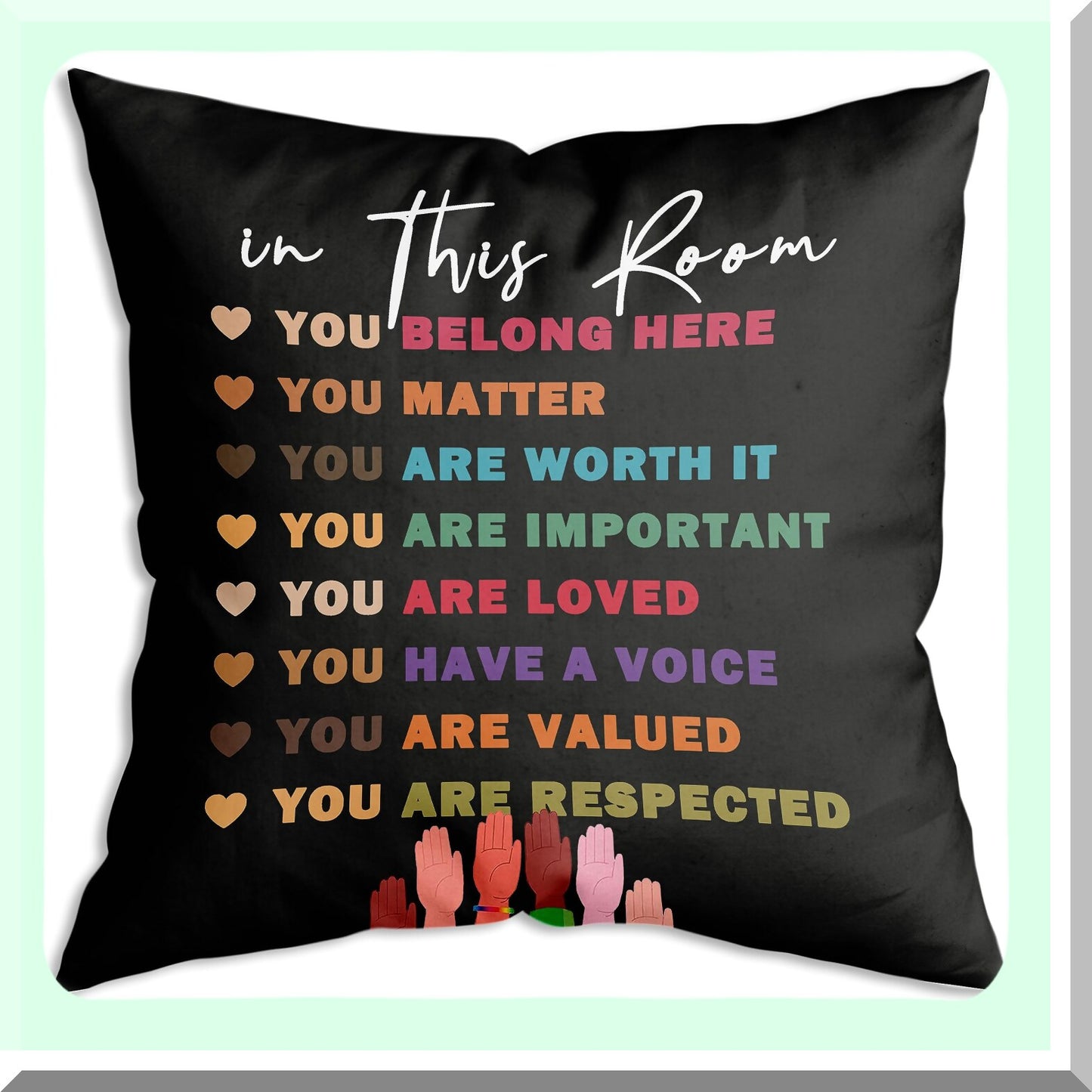Diversity Inspire Colorful Throw Pillow - Motivational Quotes Decor - Encouragement Gift - Inspirational Gifts - Soft 18x18 Inch Cover