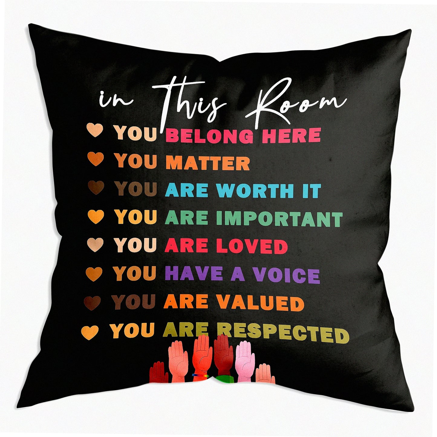 Diversity Inspire Colorful Throw Pillow - Motivational Quotes Decor - Encouragement Gift - Inspirational Gifts - Soft 18x18 Inch Cover