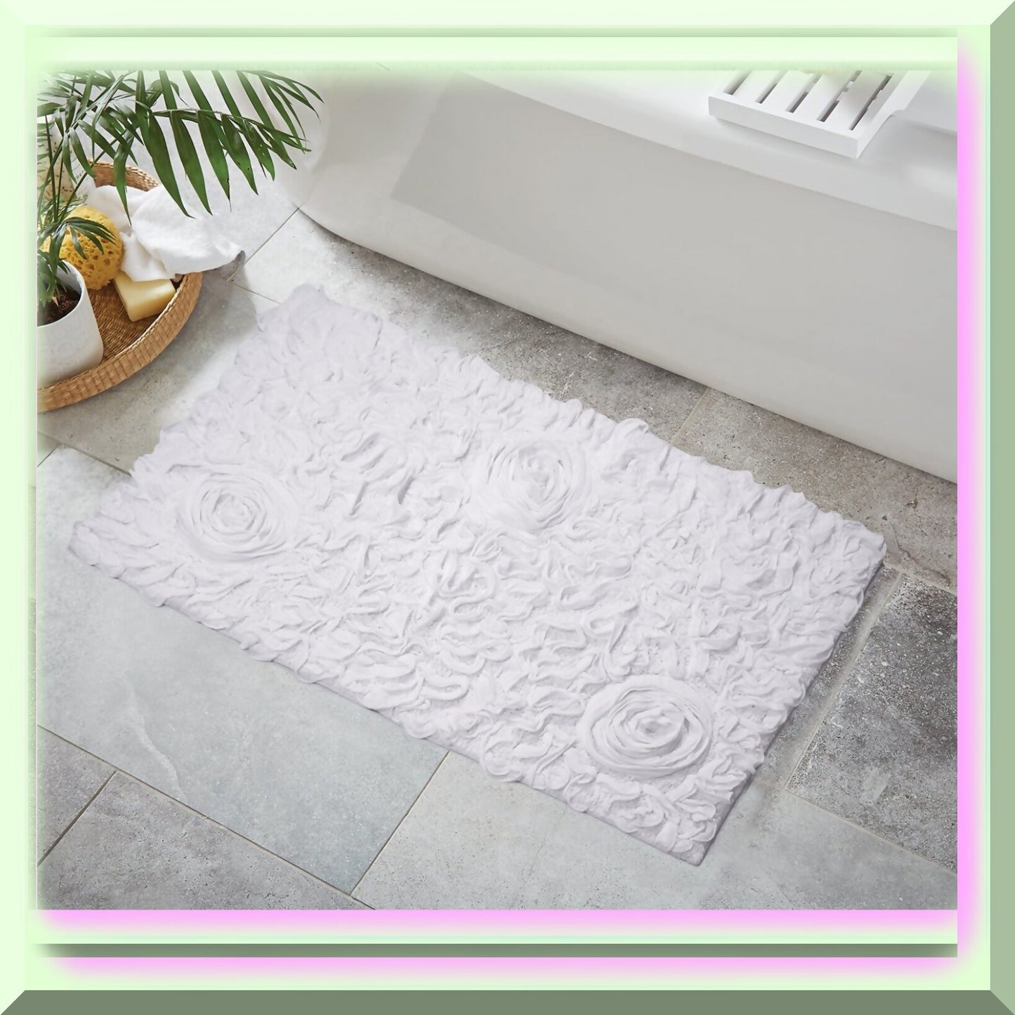24"x40" Cotton Tufted Bath Rug White