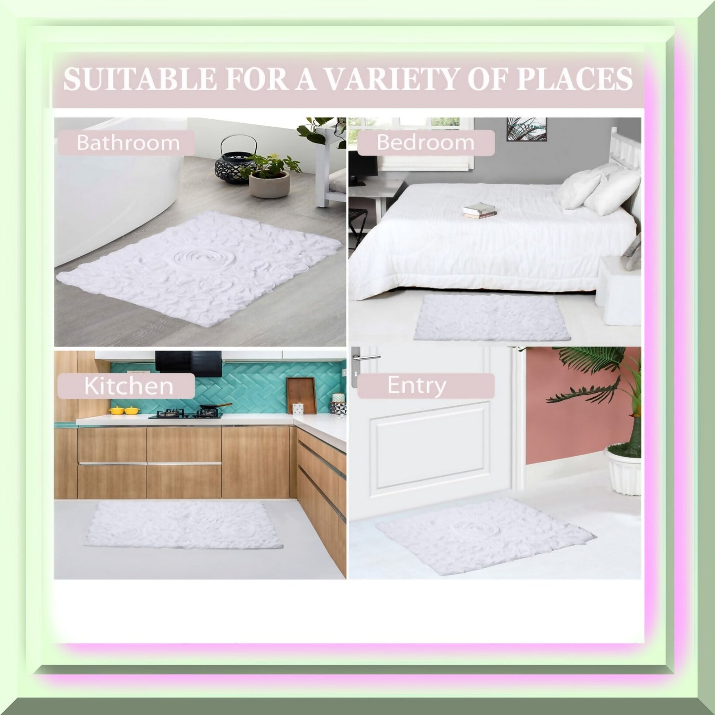 24"x40" Cotton Tufted Bath Rug White