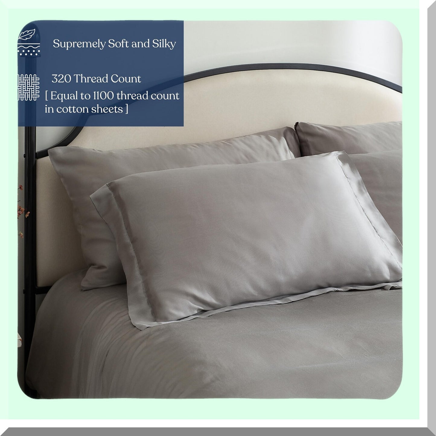 EcoLux Eucalyptus Pillowcase Set - 2 Pack, 21x32, Dove Grey, Easy Care - Soft Lyocell Bedding for Queen Size Pillows - Sustainable Luxury Sleep Essentials