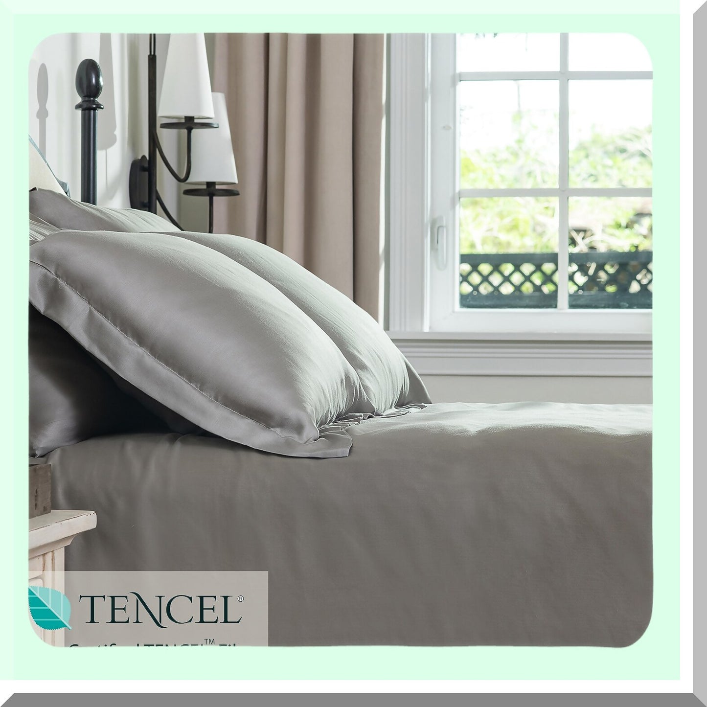 EcoLux Eucalyptus Pillowcase Set - 2 Pack, 21x32, Dove Grey, Easy Care - Soft Lyocell Bedding for Queen Size Pillows - Sustainable Luxury Sleep Essentials