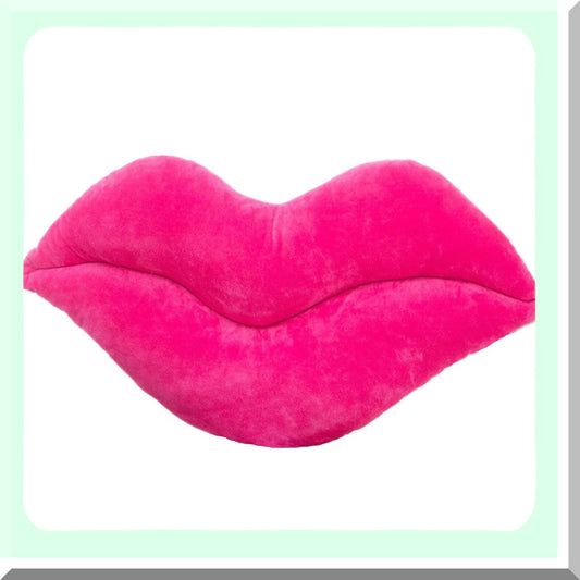 Pink Lip Plush Pillow - Girls Day Gift - Soft Velvet Decorative Cushion - Reversible Throw Pillow for Bed, Couch, Office - 23.6 x 13.6 Inch