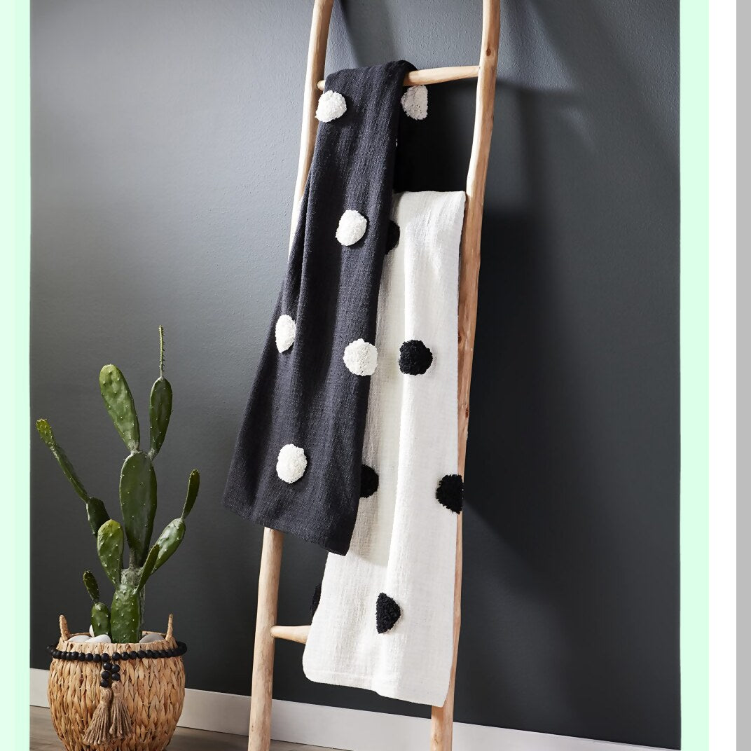 CozyTuft Black Dot Throw Blanket - 60x50 Inches