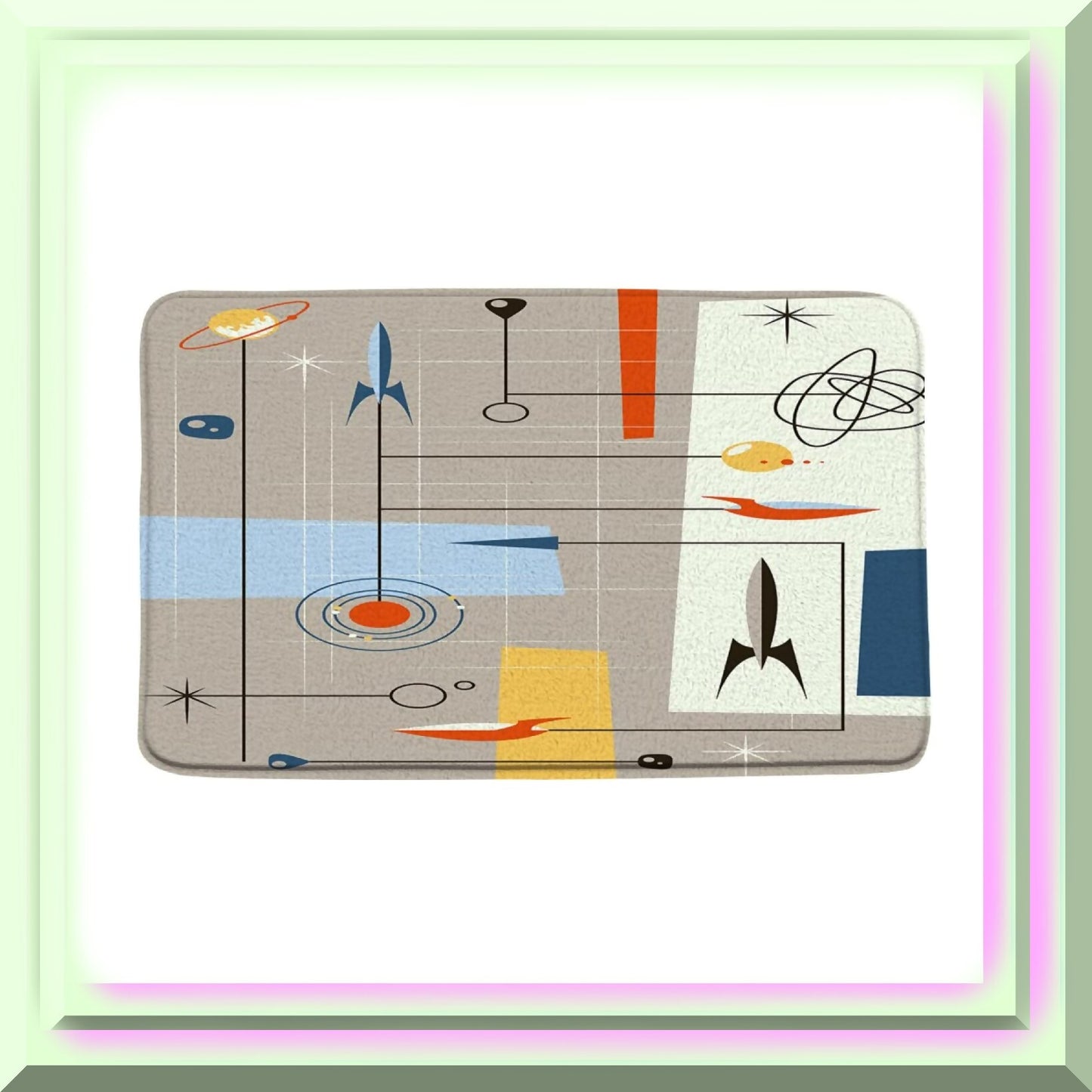 Mid Century Atomic Starburst Bath Rug 18x30 Inch