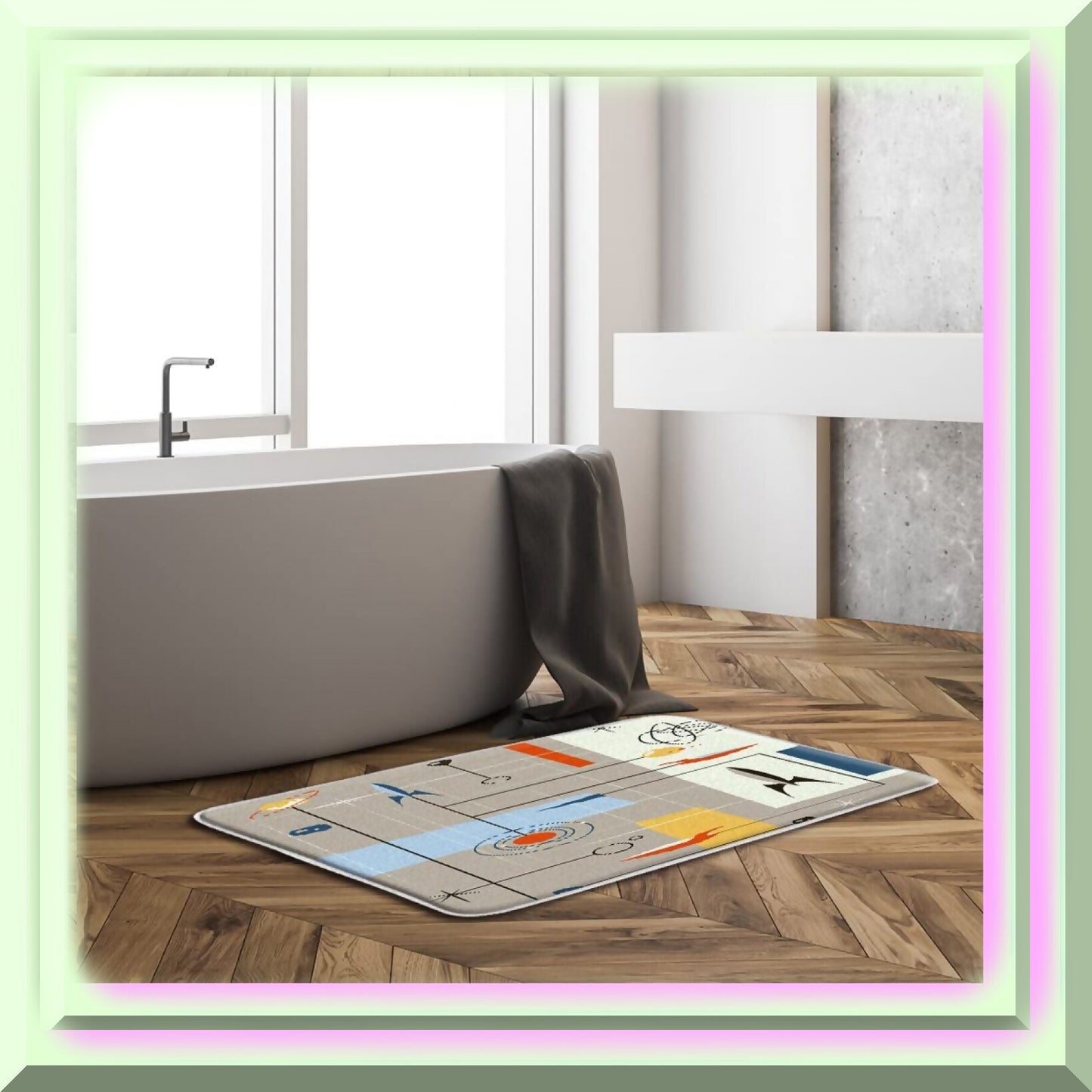 Mid Century Atomic Starburst Bath Rug 18x30 Inch