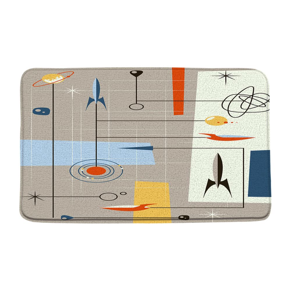 Mid Century Atomic Starburst Bath Rug 18x30 Inch