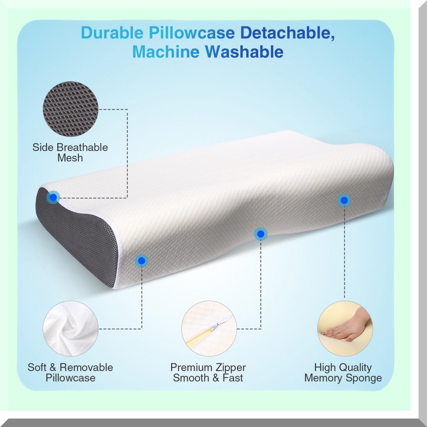 ErgoRelief Memory Foam Cervical Pillow - Adjustable Orthopedic Neck Support for Side, Back, Stomach Sleepers. Pain Relief, Grey-Standard.