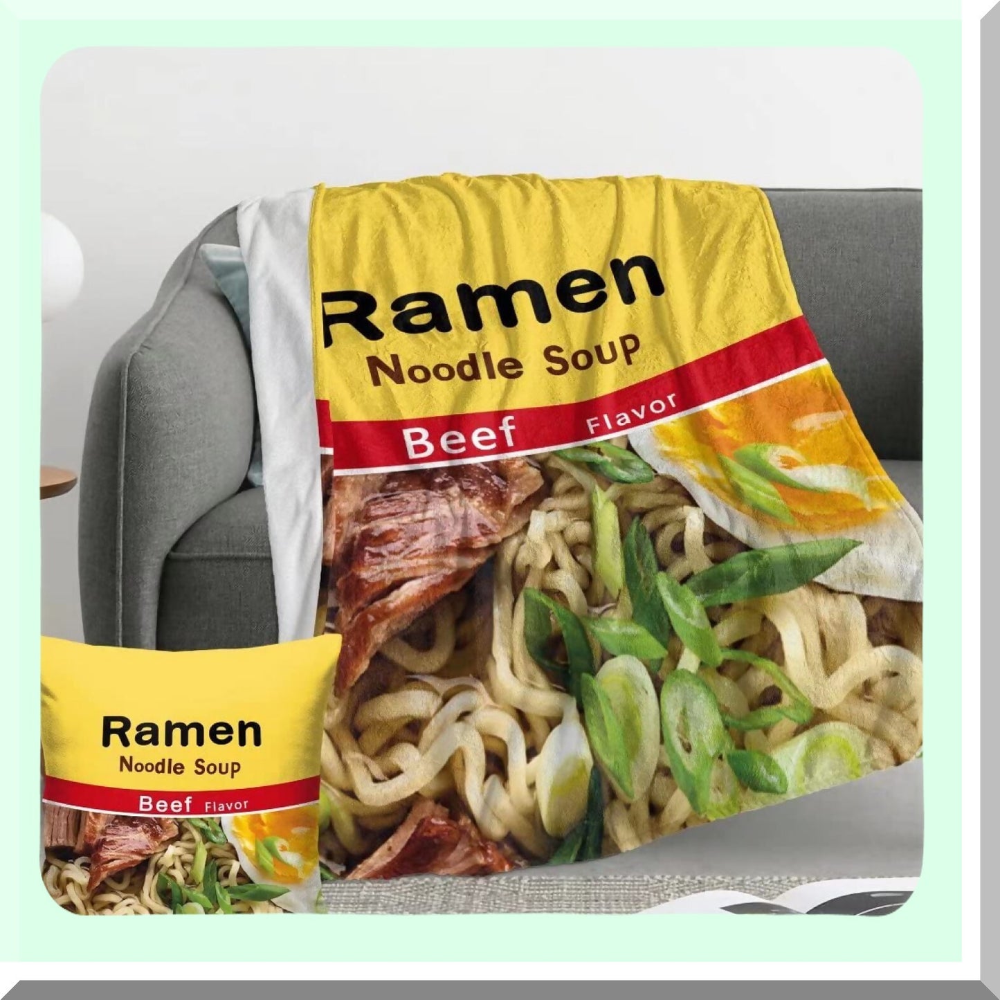CozyRamen Comfort Set: Soft Microfiber Throw Blanket & Pillowcase for Bed and Sofa