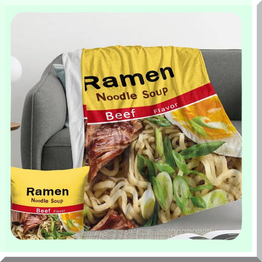 CozyRamen Comfort Set: Soft Microfiber Throw Blanket & Pillowcase for Bed and Sofa