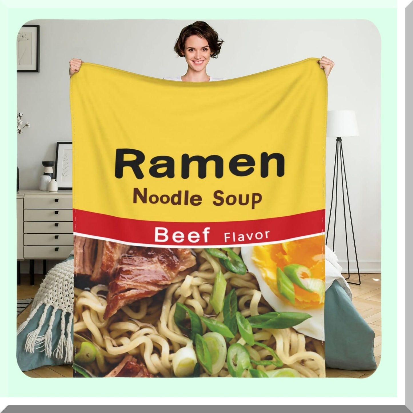 CozyRamen Comfort Set: Soft Microfiber Throw Blanket & Pillowcase for Bed and Sofa