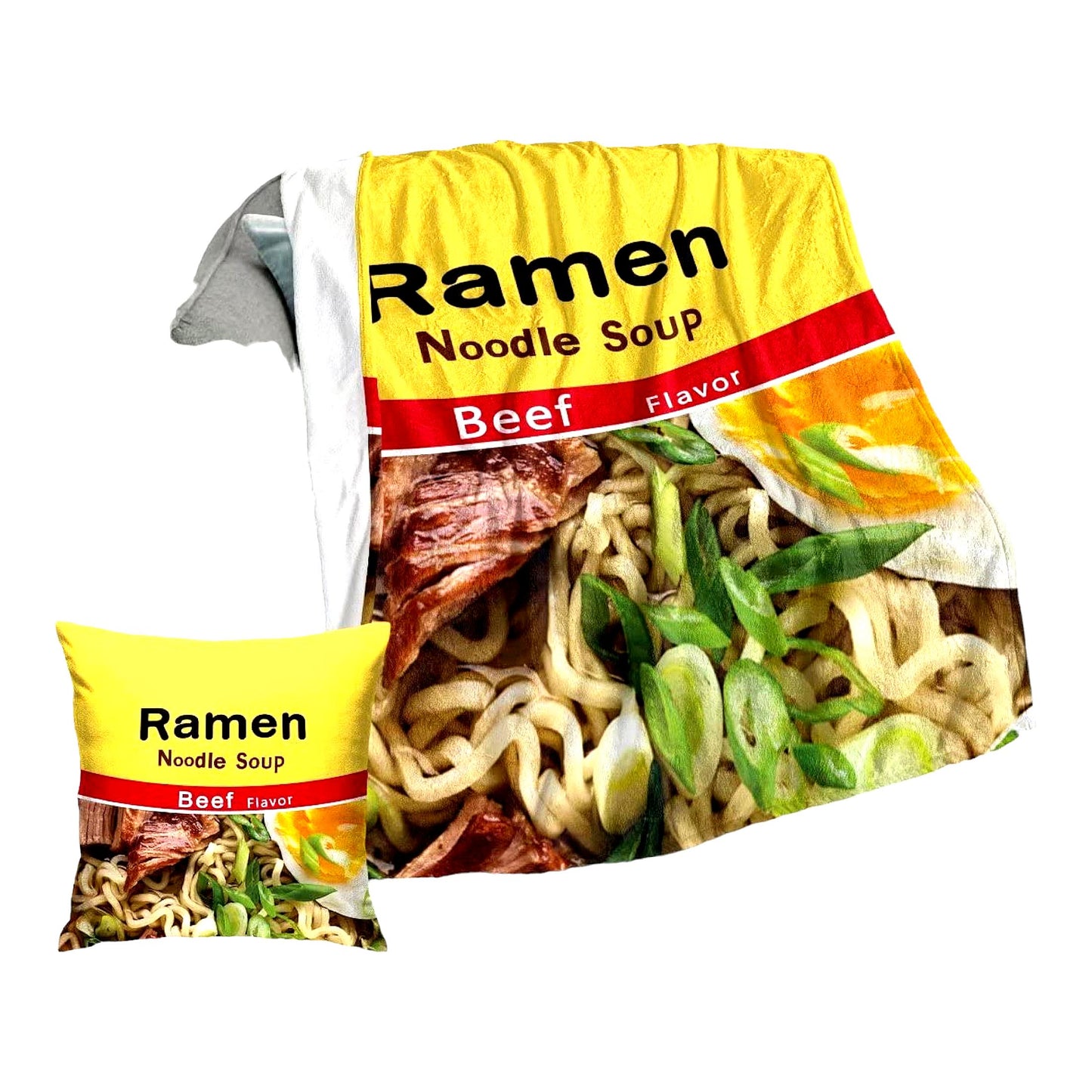 CozyRamen Comfort Set: Soft Microfiber Throw Blanket & Pillowcase for Bed and Sofa