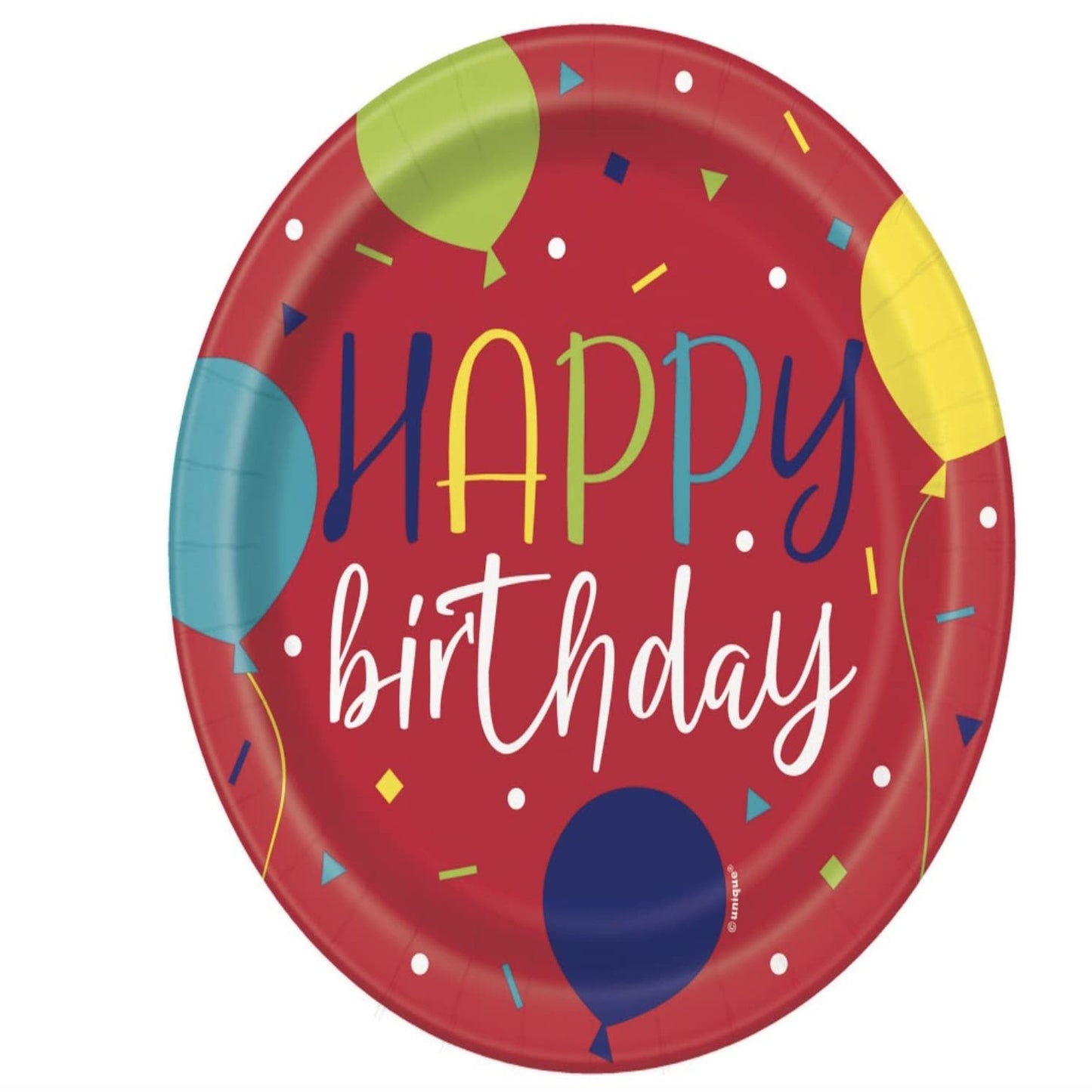 Red Balloon Party Dessert Plates for Birthdays, 7" Pack of 8