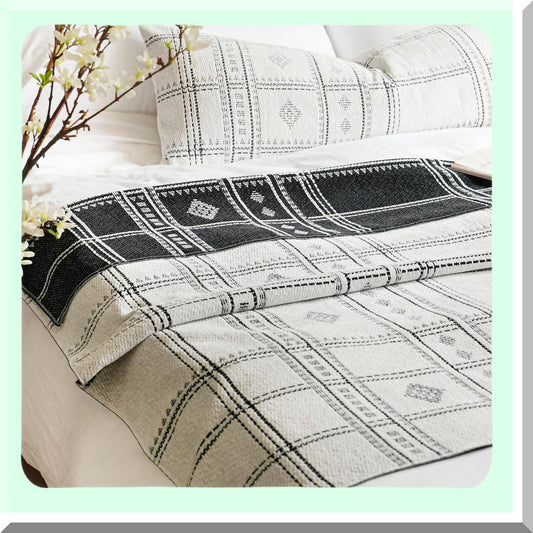 Boho Bliss Reversible Chenille Throw - Soft, Warm & Textured 55x65 Blanket for Couch & Bed