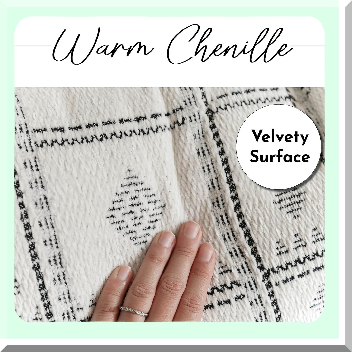 Boho Bliss Reversible Chenille Throw - Soft, Warm & Textured 55x65 Blanket for Couch & Bed