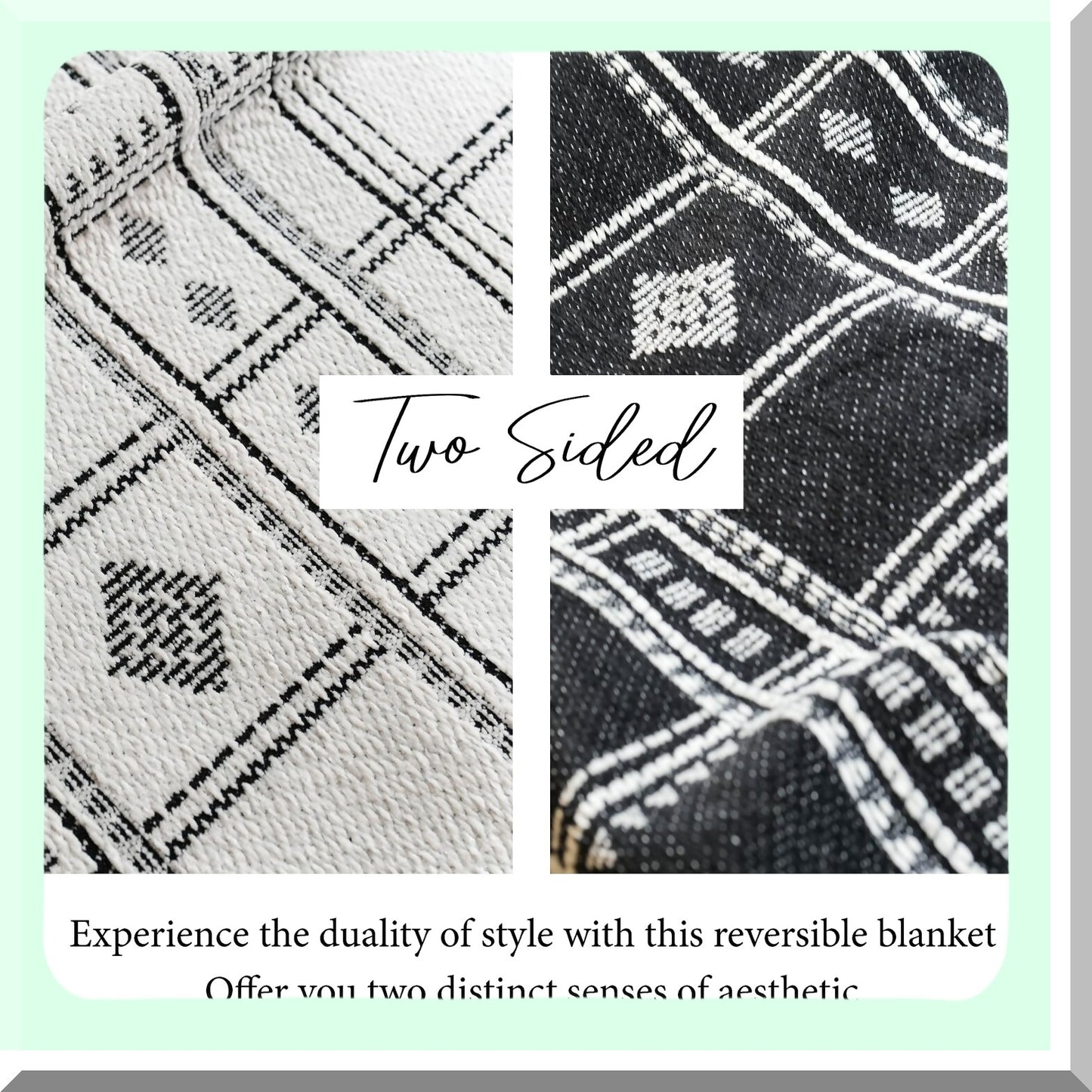 Boho Bliss Reversible Chenille Throw - Soft, Warm & Textured 55x65 Blanket for Couch & Bed