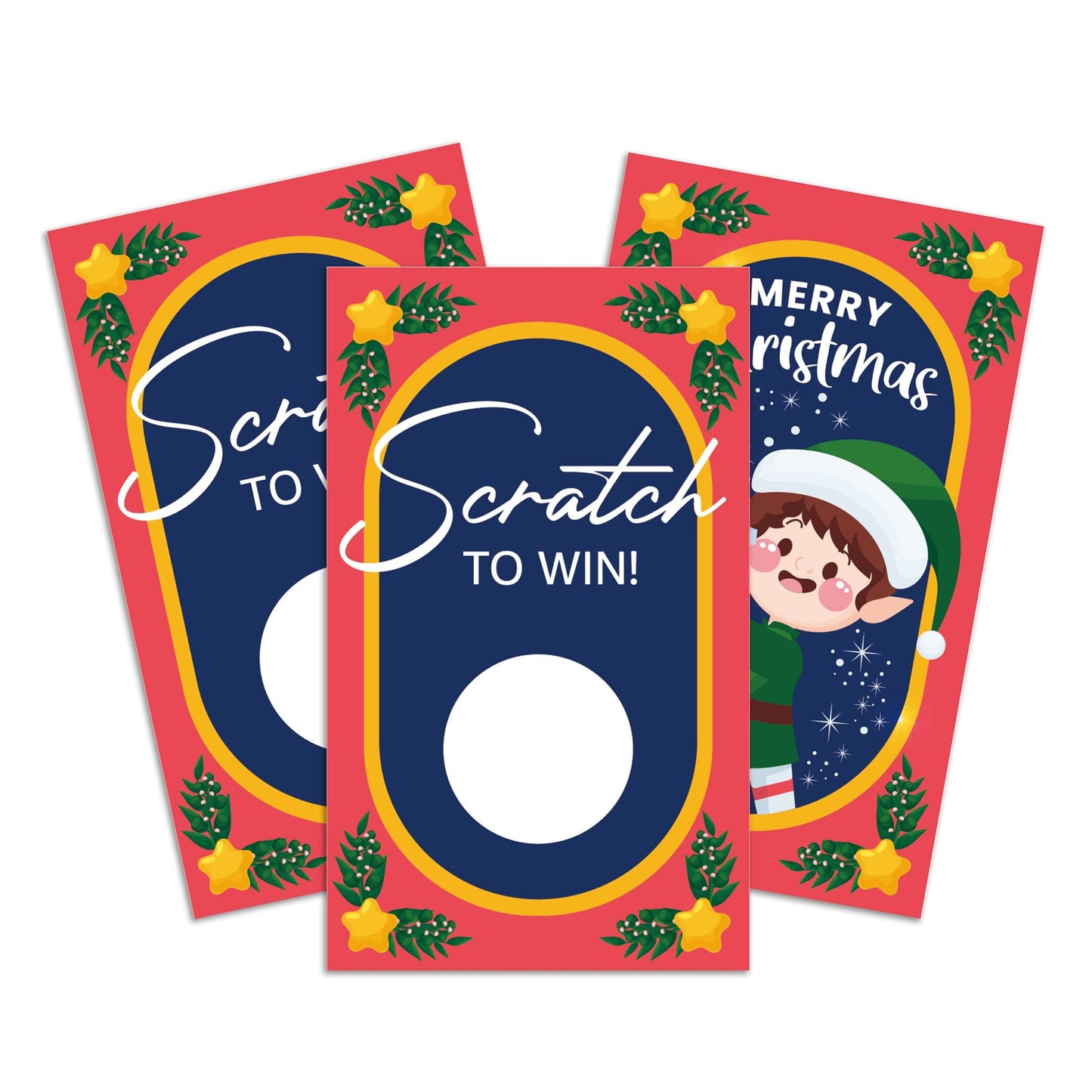 Festive Scratch Party Pack - 50 Holiday Scratch Off Cards for Groups, Kids, Adults. Perfect for Bridal Shower, Baby Shower, Merry Xmas Party Games!