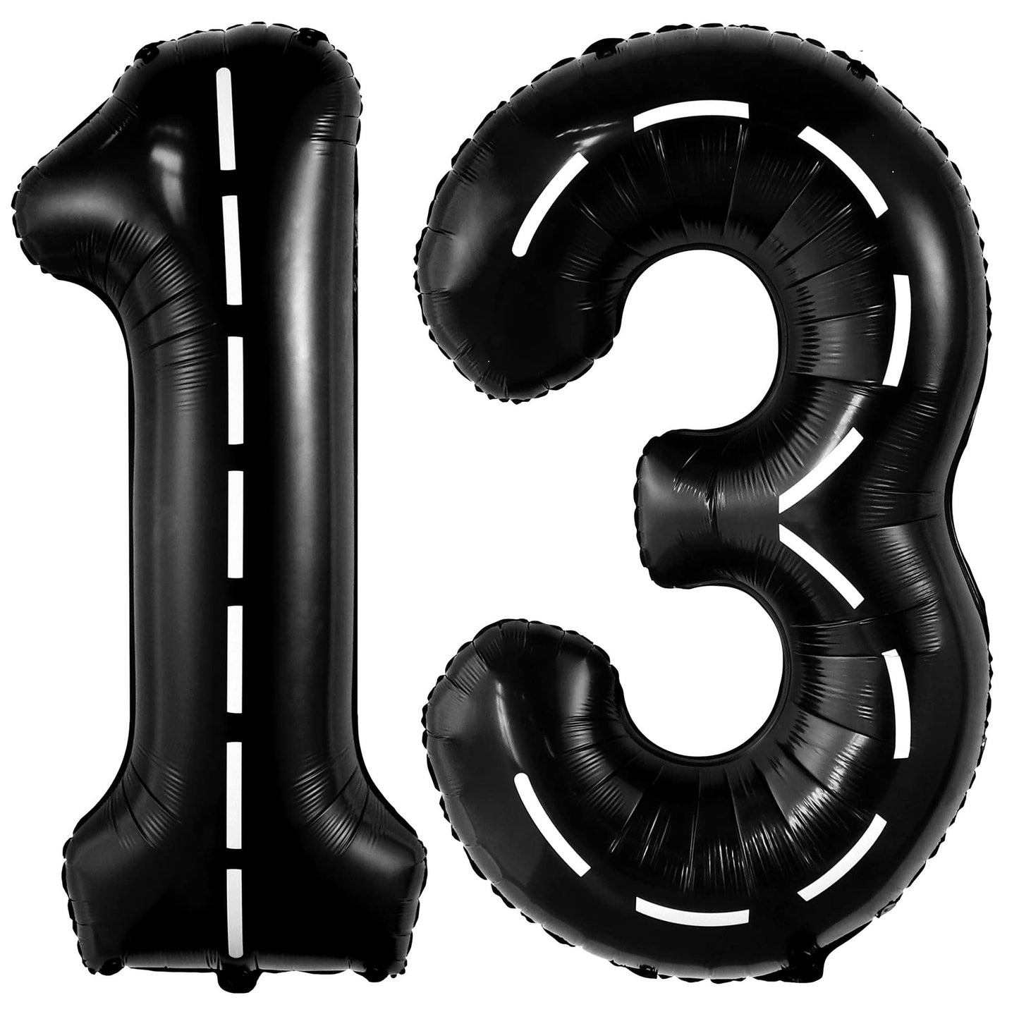 Race Car Number 13 Balloon Set - Black 40 Inch Balloons for Road Construction Party Decorations and Boys Birthday Party. Get the Giant 13 Balloons now!