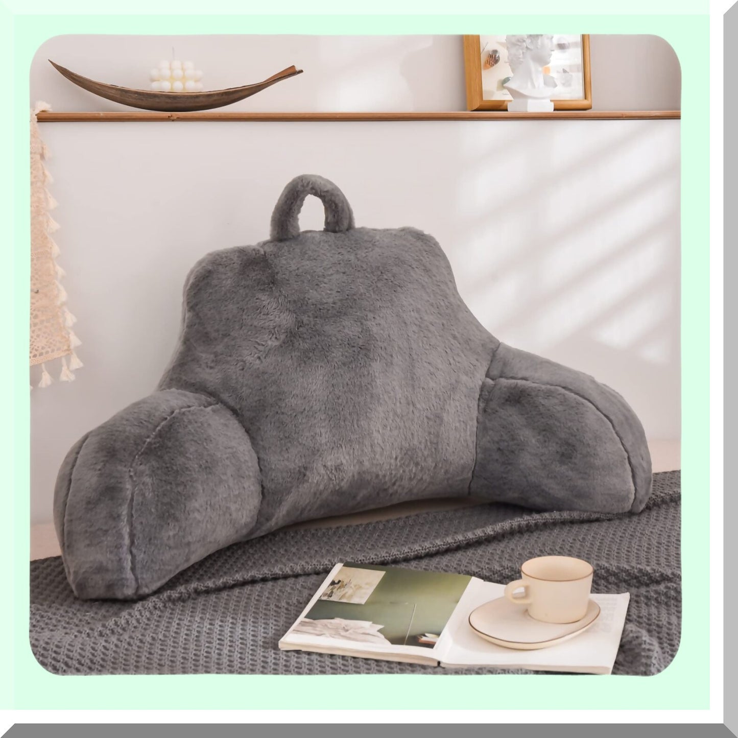 ComfortMax Restful Rabbit Pillow - Ultimate Support for Reading, Sitting Up, and Sleeping. Ideal for Adults, Teens, and Pregnancy. Grey Standard Size.