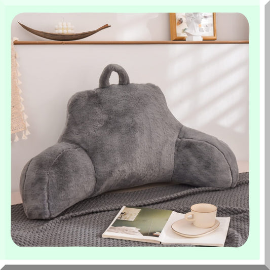 ComfortMax Restful Rabbit Pillow - Ultimate Support for Reading, Sitting Up, and Sleeping. Ideal for Adults, Teens, and Pregnancy. Grey Standard Size.