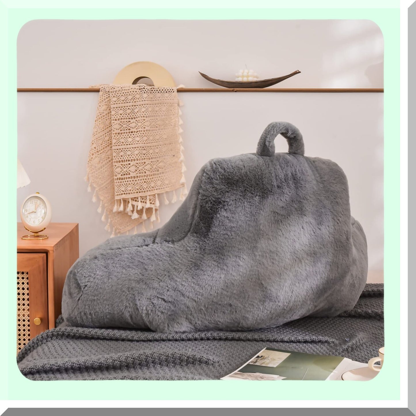 ComfortMax Restful Rabbit Pillow - Ultimate Support for Reading, Sitting Up, and Sleeping. Ideal for Adults, Teens, and Pregnancy. Grey Standard Size.