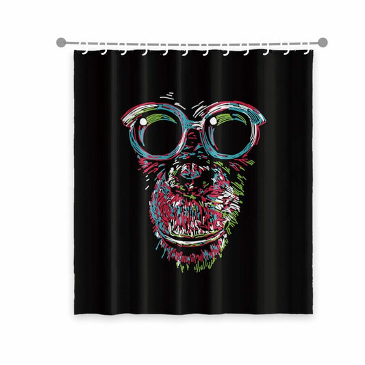 59x71 Inch Polyester Shower Curtain with Orangutan Head Design