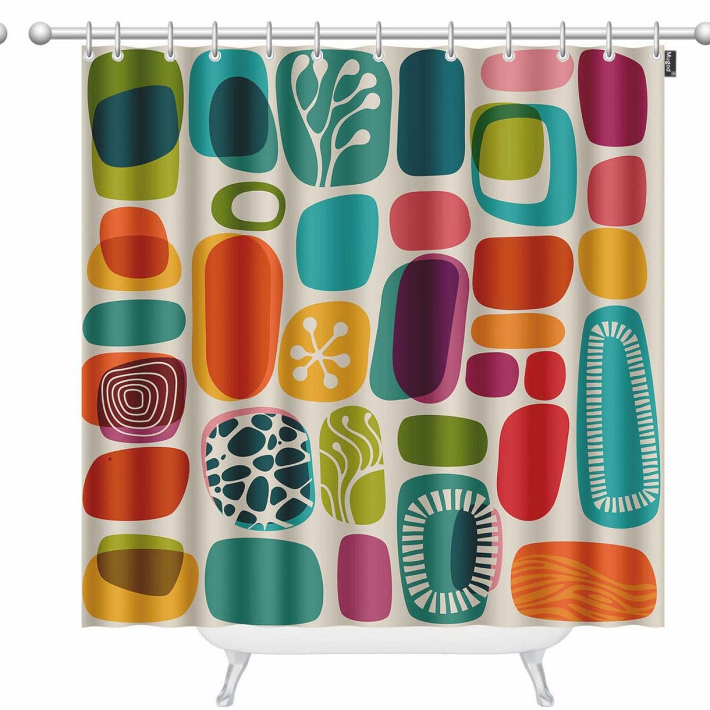 Geometric Shapes Waterproof Shower Curtain 60x72 Inches