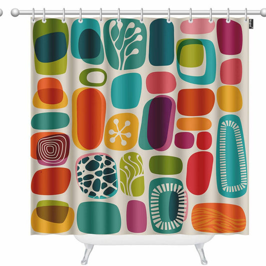 Geometric Shapes Waterproof Shower Curtain 60x72 Inches